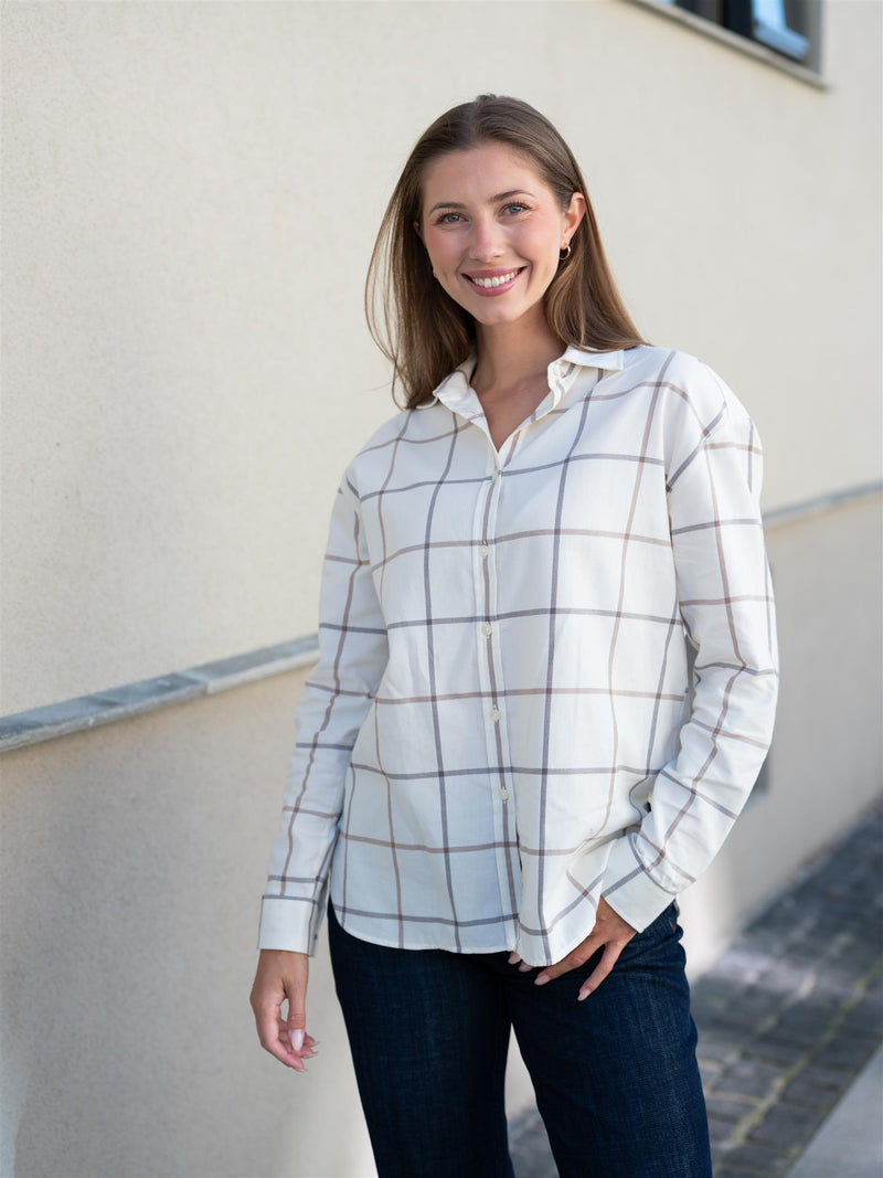 Lexington Casual Organic Cotton Check Shirt Grey/Beige