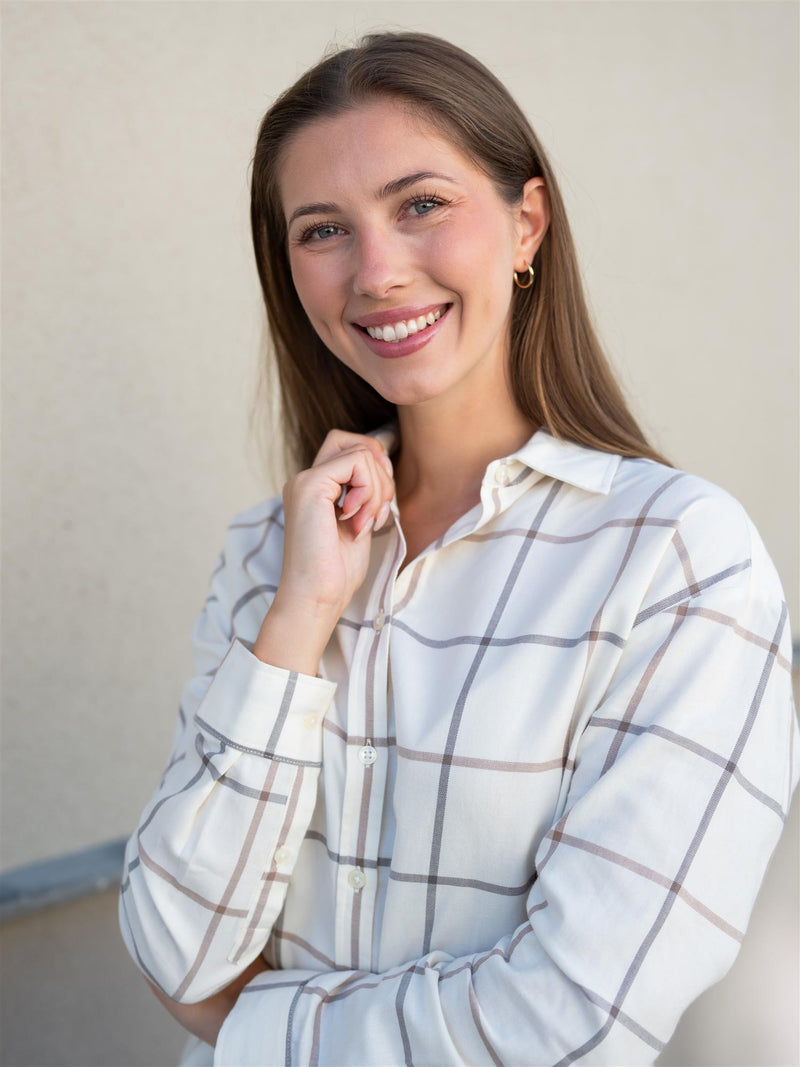 Lexington Casual Organic Cotton Check Shirt Grey/Beige