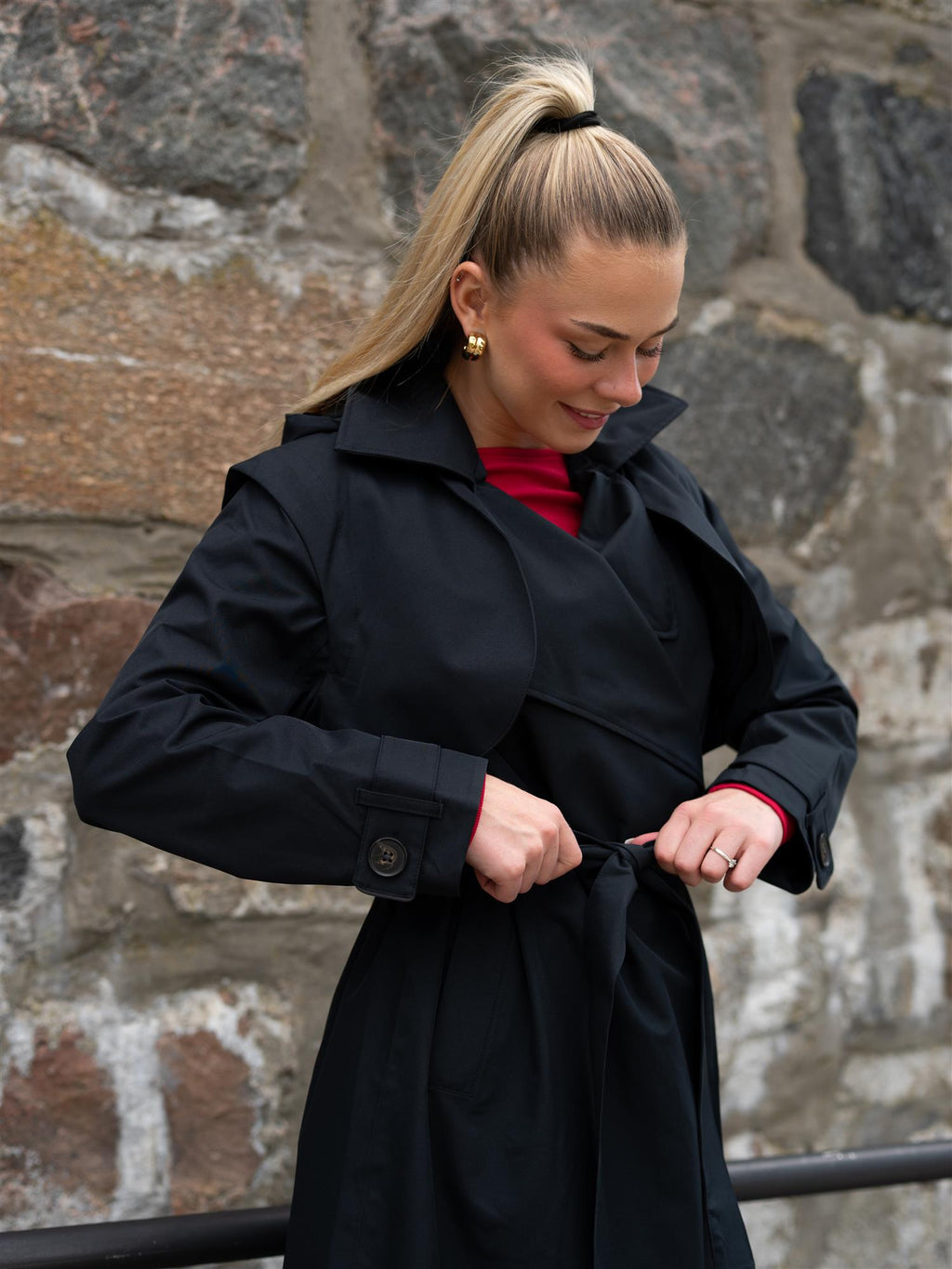 BRGN Regndråpe Trench Coat New Black