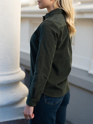 Gant Reg Cord Shirt Dark Moss Green