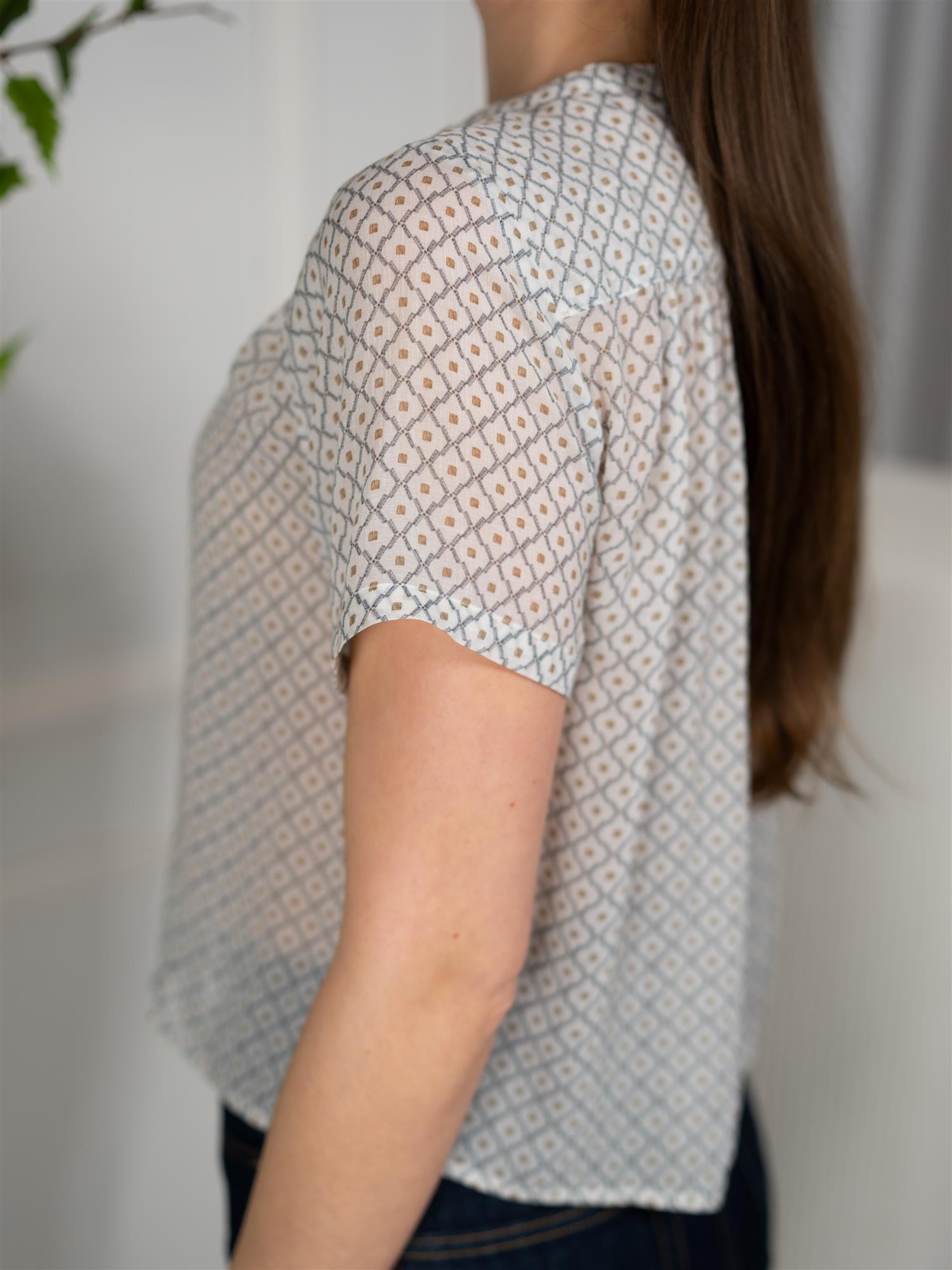 Stenströms Lilo Blouse Short Sleeve White Pattern