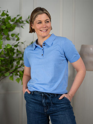 Light Knit Ss Rugger Hydrangea Blue