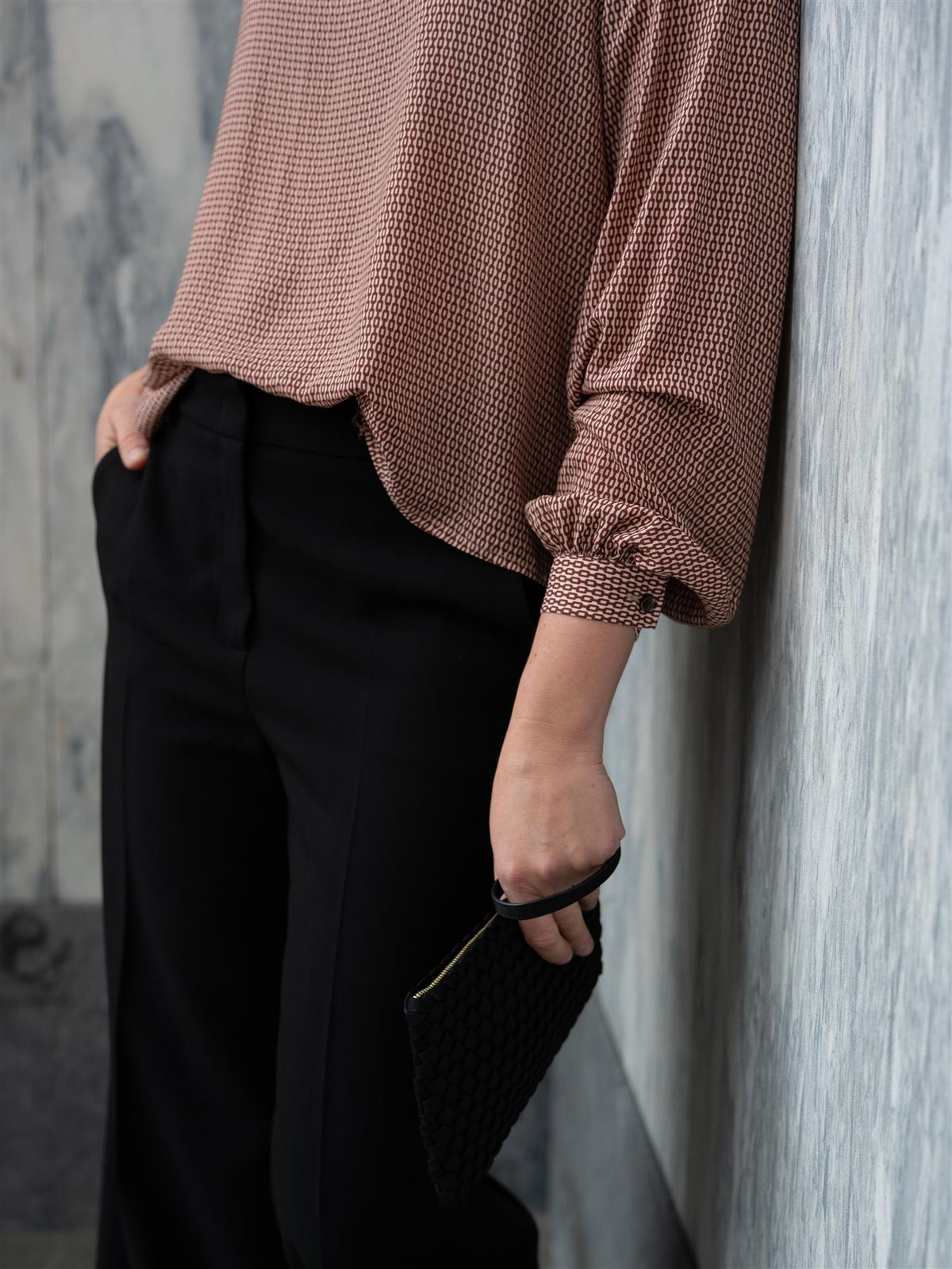 Carmen Blouse Long Puff Sleeve Dark Red