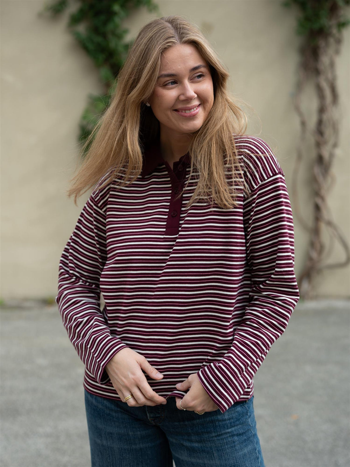 Elmer Polo Shirt Deep Plum Stripe
