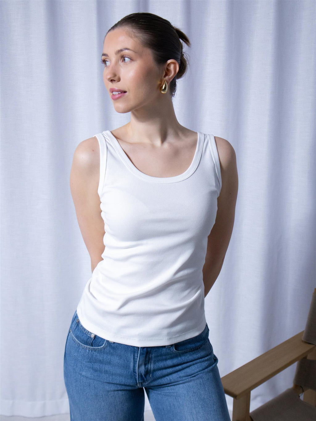 Gant Slim Ribbed Tank Top White