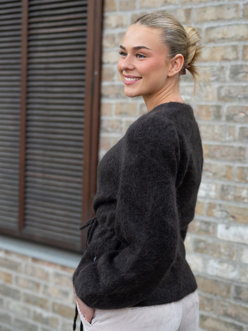 Ella&il Fredrikke Chunky Cardigan Dark Brown