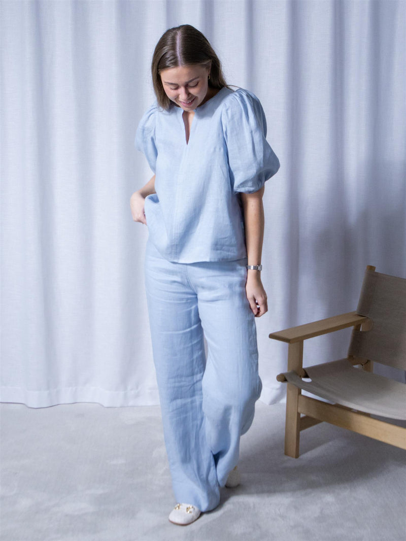 Ella&il Anna Linen Top Kentucky Blue