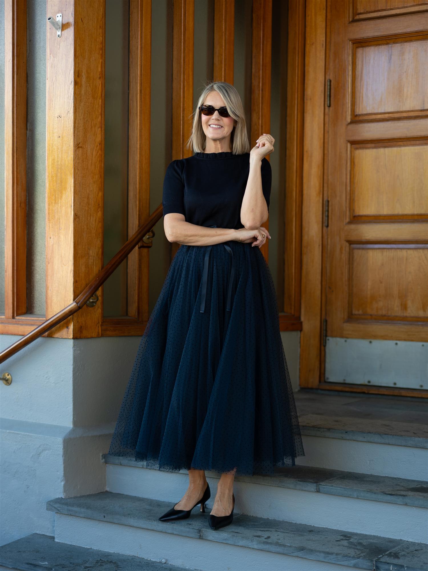 Tyllskjørt Navy Dots
