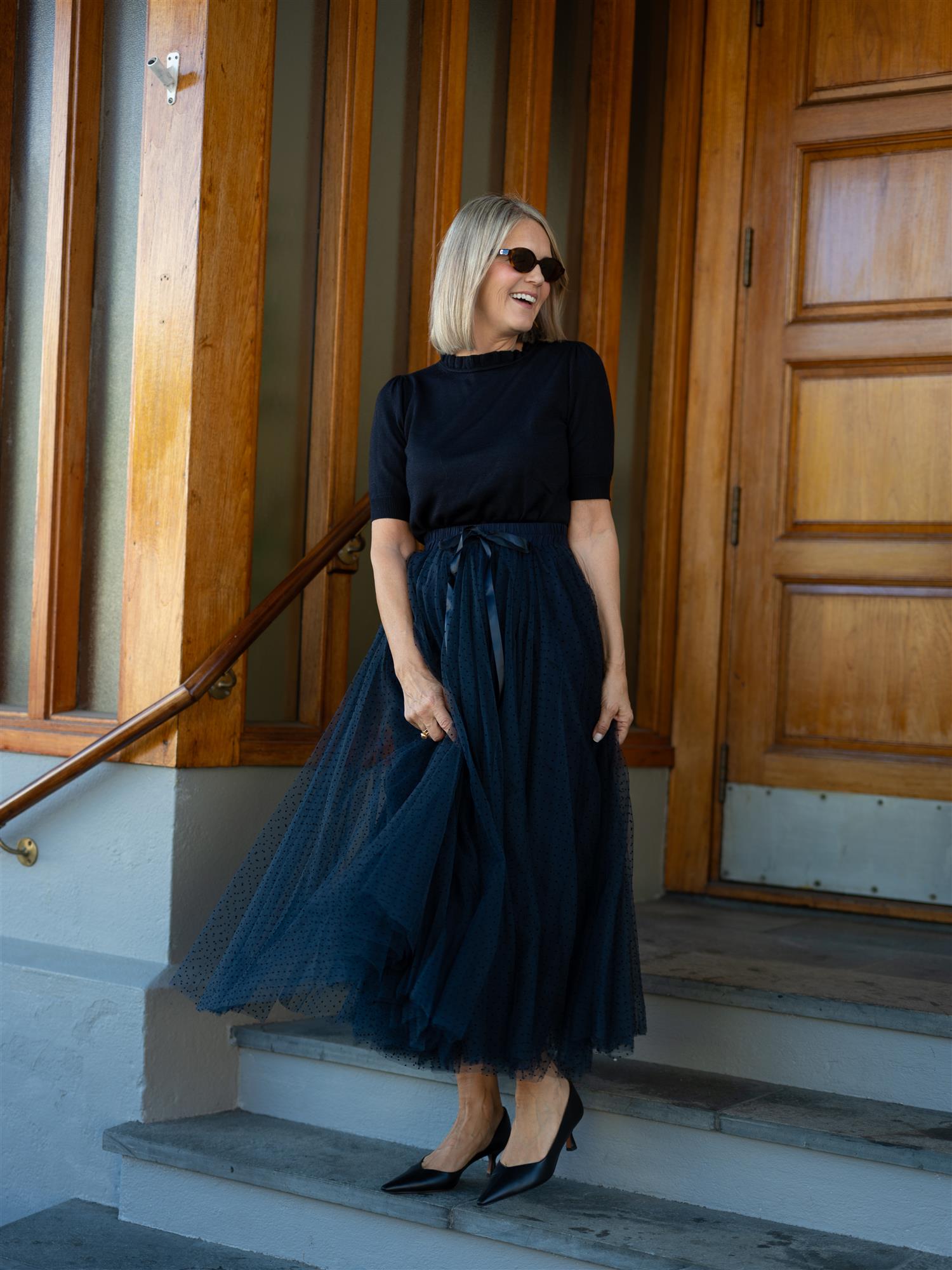 Tyllskjørt Navy Dots