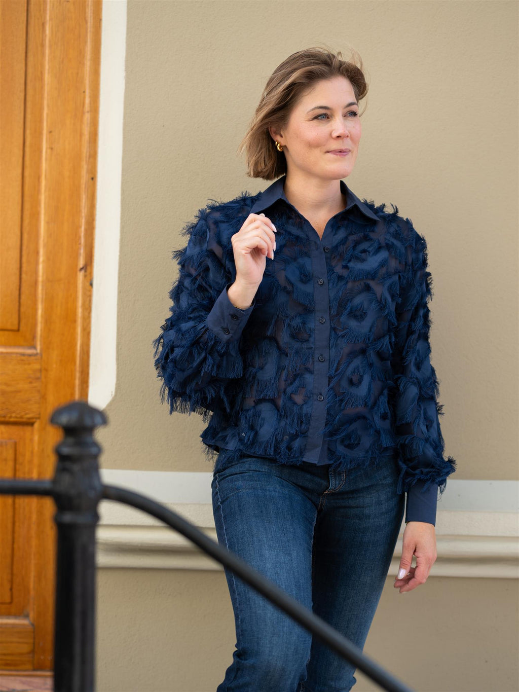 ONE and OTHER Pandora Shirt Navy Blue