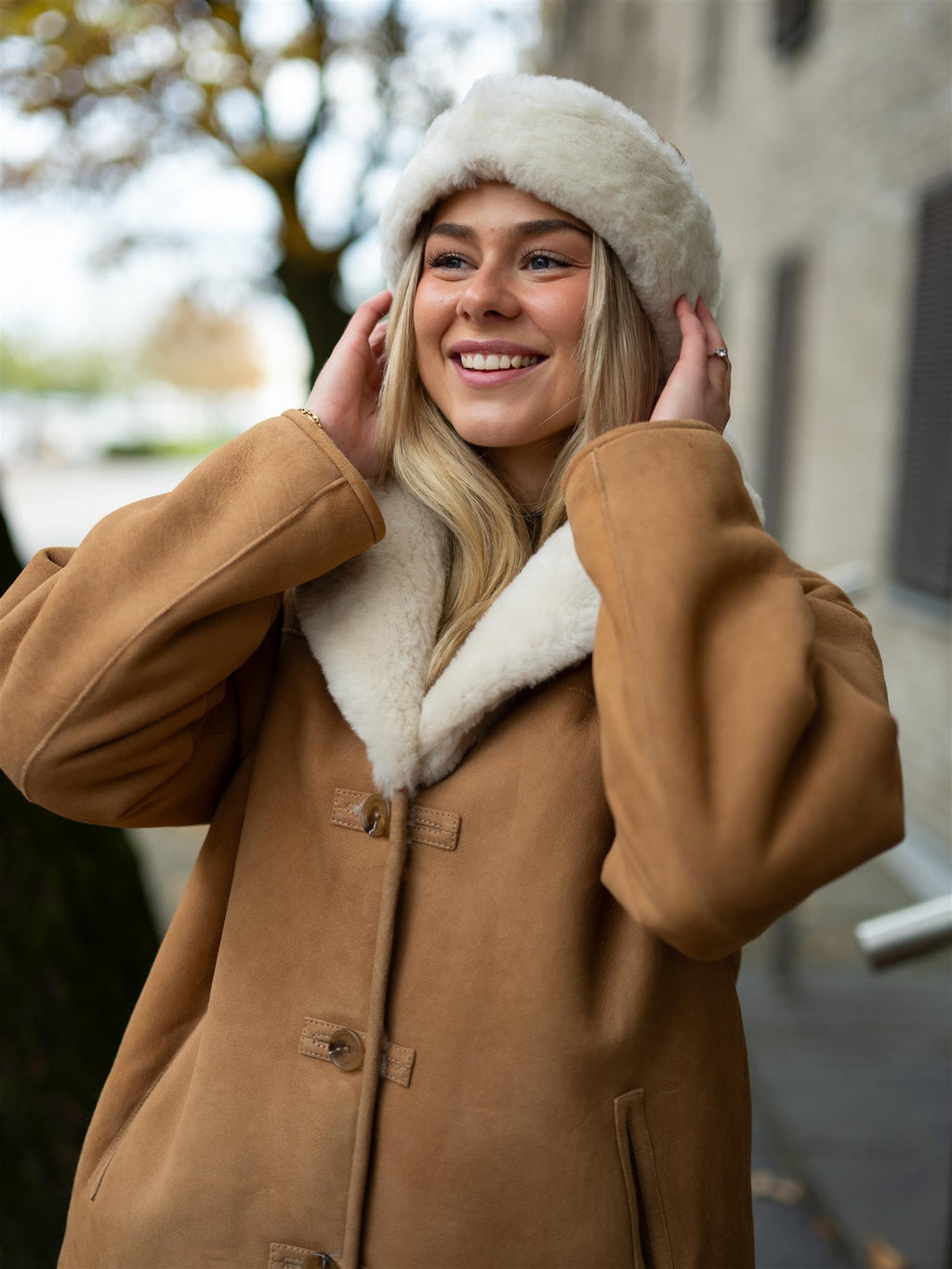 Camilla Pihl Melli Shearling Jacket Camel Suede