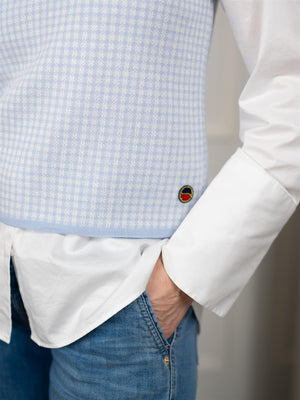 Busnel Rosalin Top Pepita Ice Blue