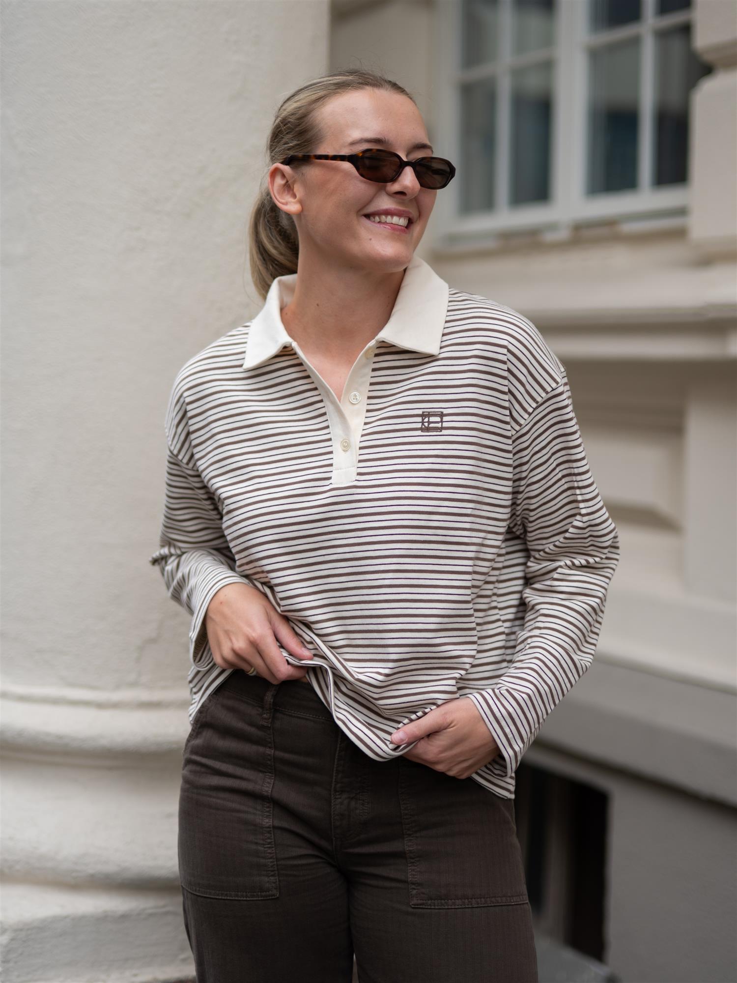Camilla Pihl Elmer Polo Shirt Brown Stripe
