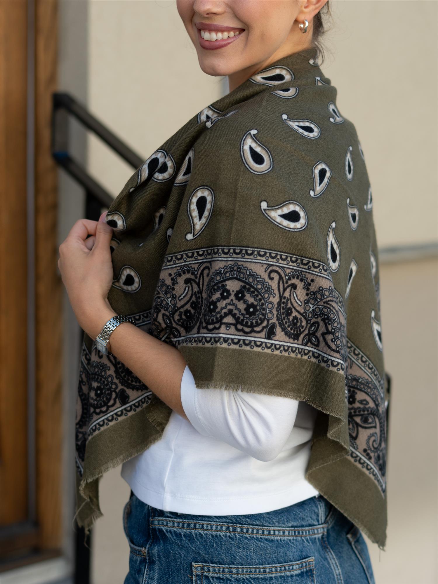 Paisley Scarf Oliven
