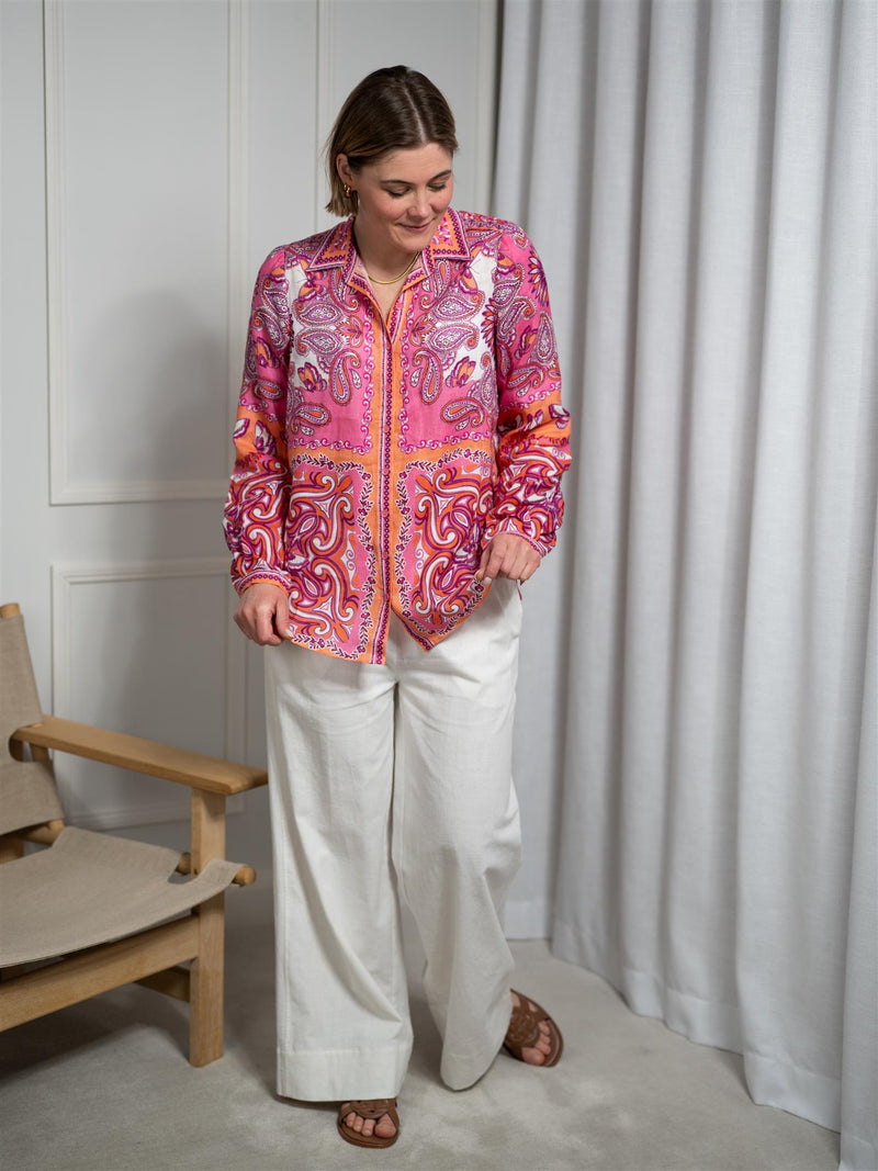 Hale Bob Harlee Linen Top Pink