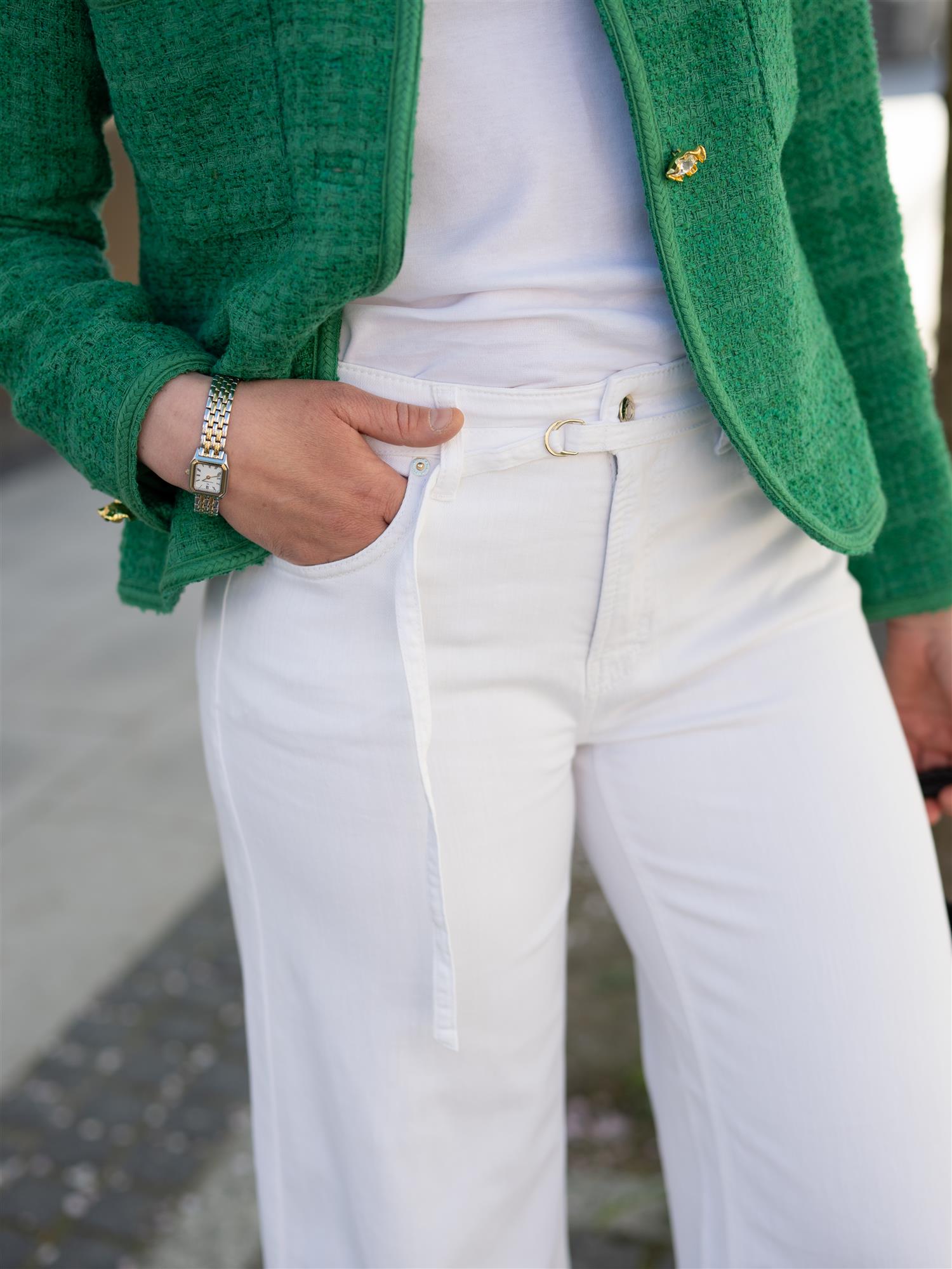 Cambio Palazzo Cropped Fresh White