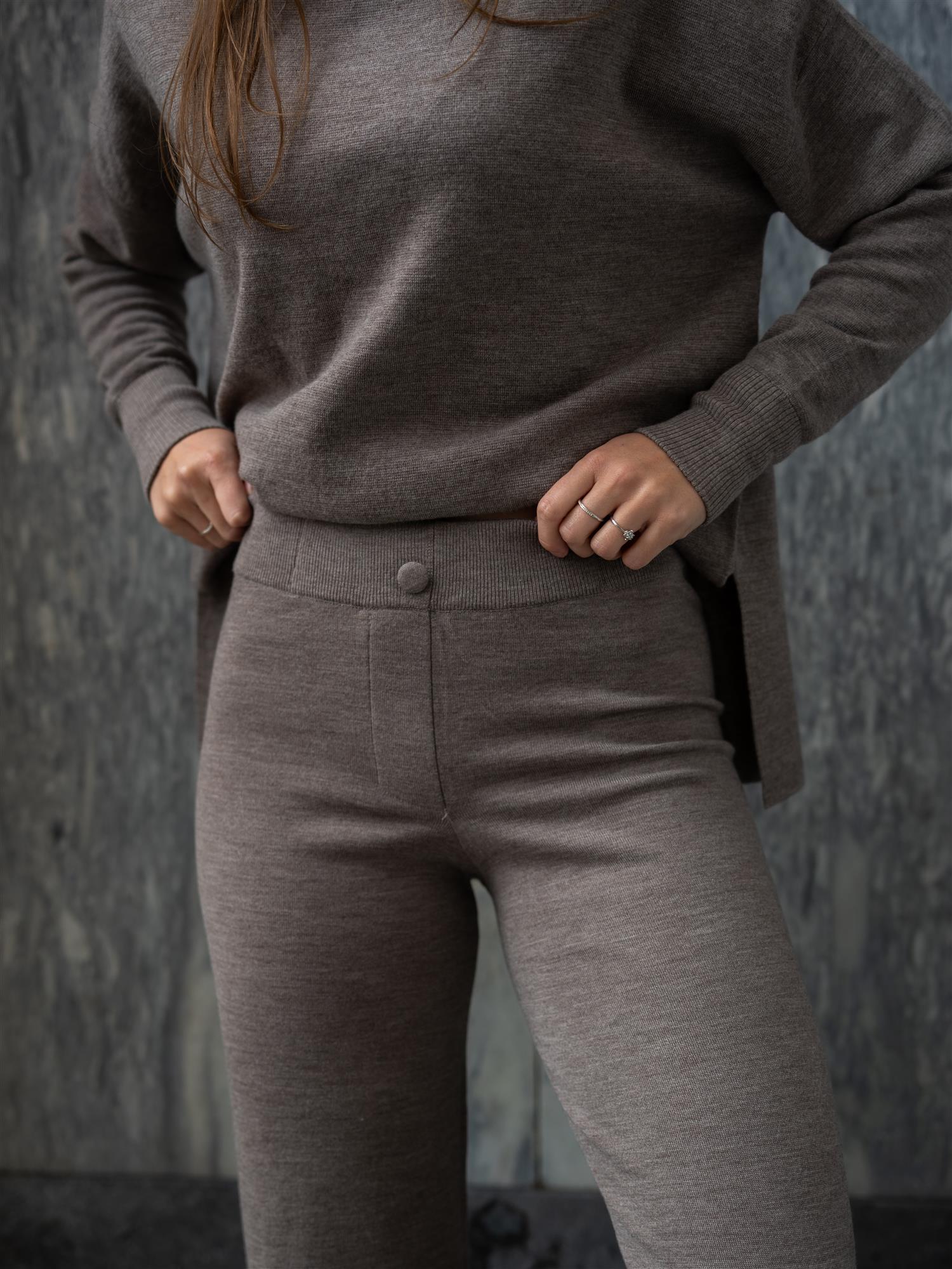 Nina Merino Pants Light Brown Melange
