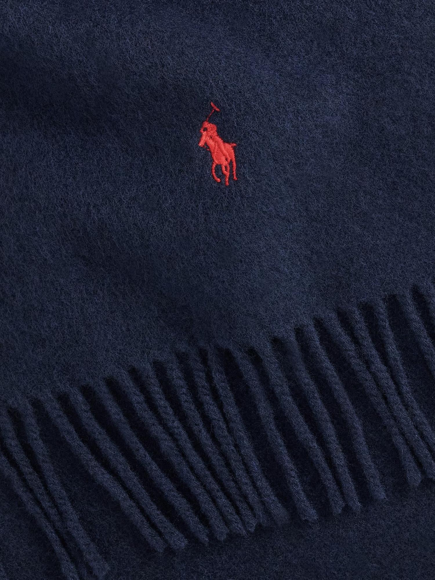 Fringe-Trim Wool Scarf Hunter Navy