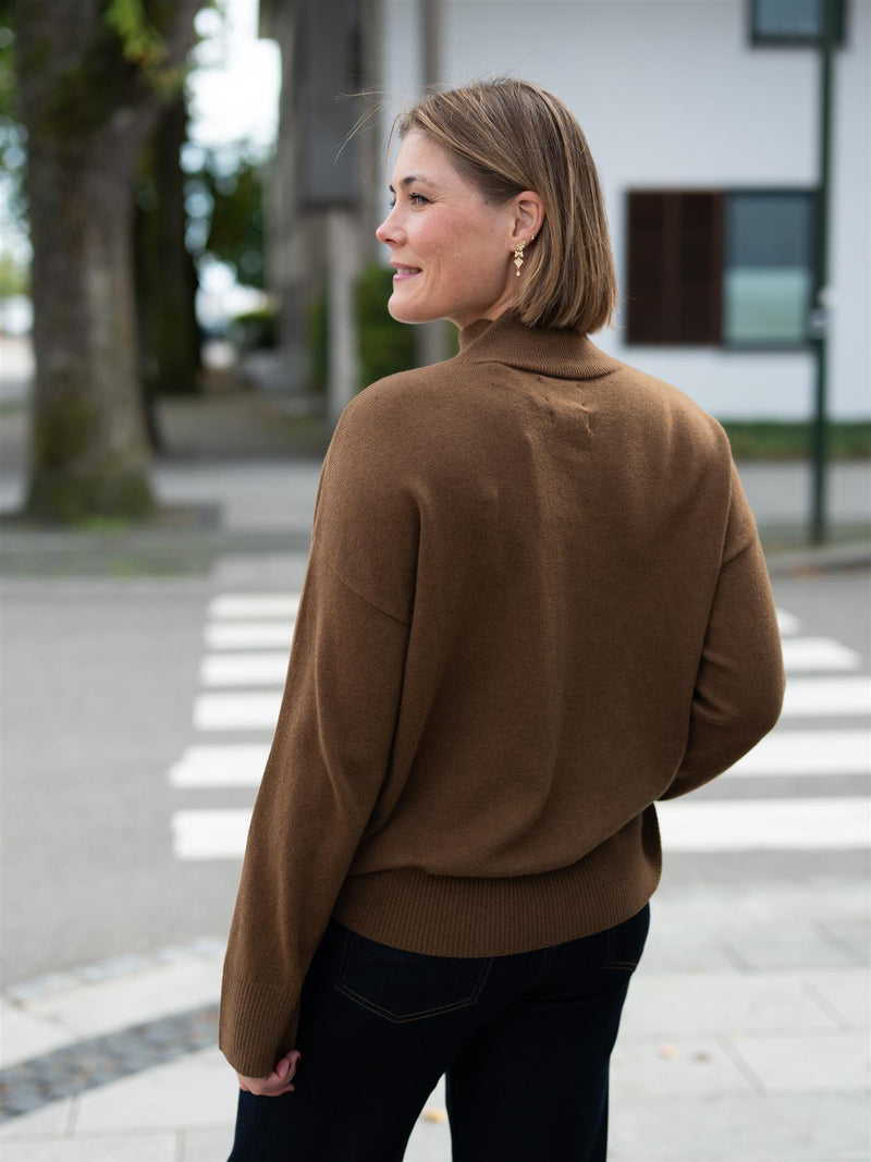 Gant Superfine Lambswool Mock Neck Warm Khaki