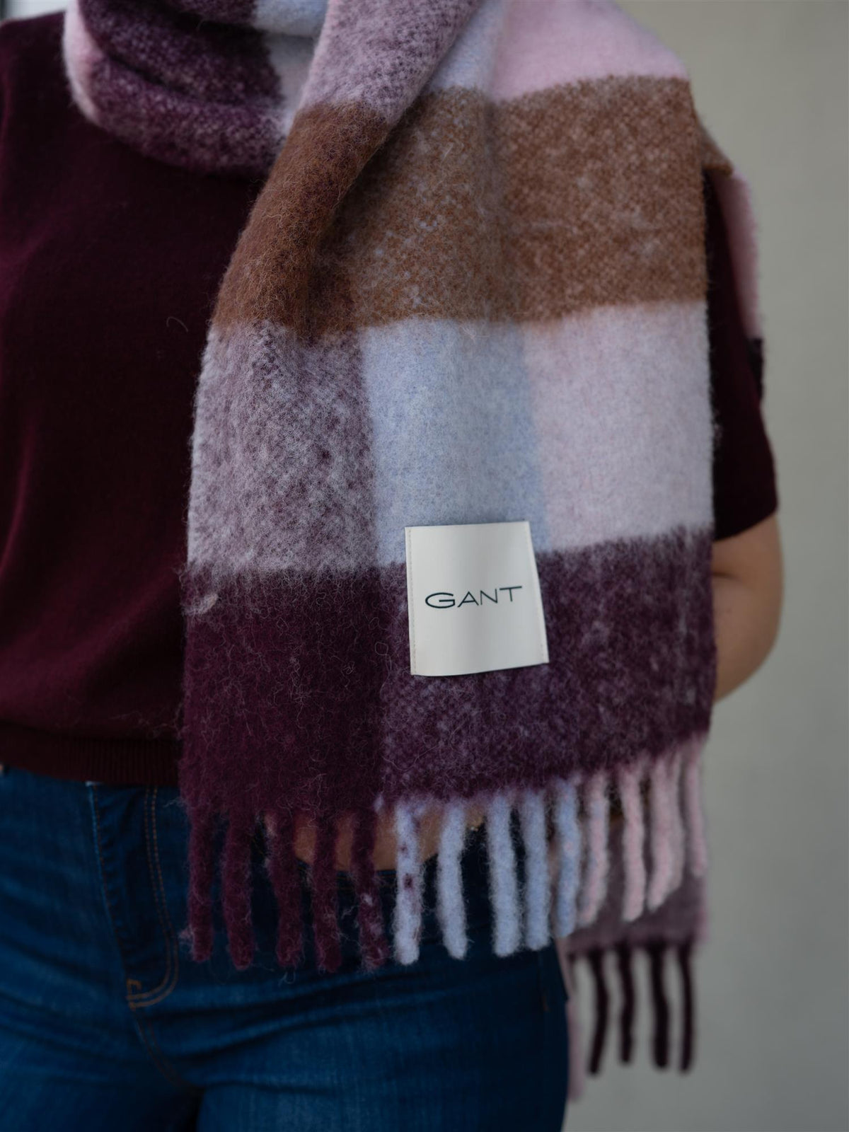 Alpaca Check Wool Scarf