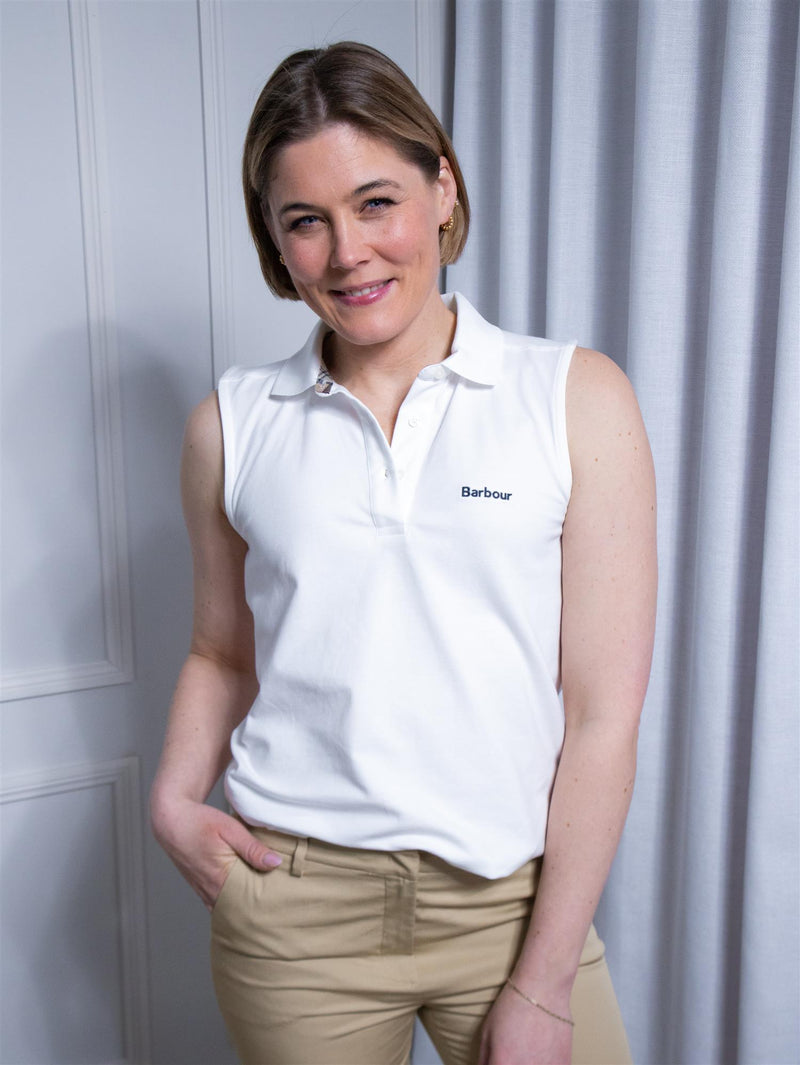 Barbour Bowford Sleeveless Polo Top White