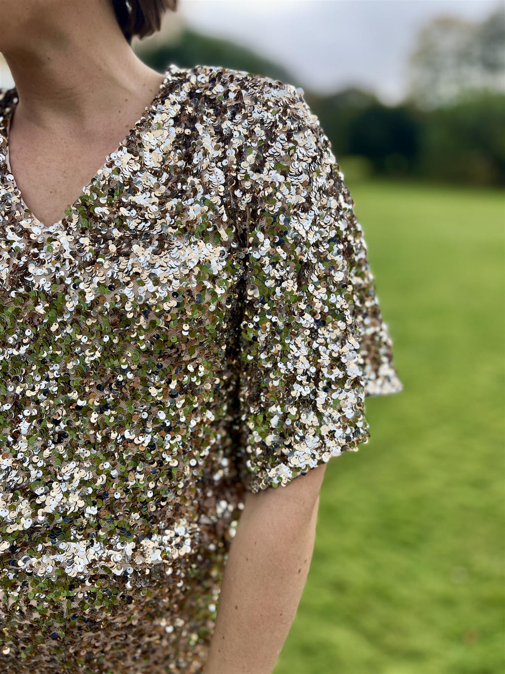 Camilla Pihl Tony Sequin Top Champagne