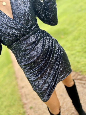 Camilla Pihl Diana Sequin Dress Navy