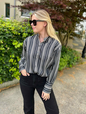 Gant Relaxed Striped Stand Collar Shirt