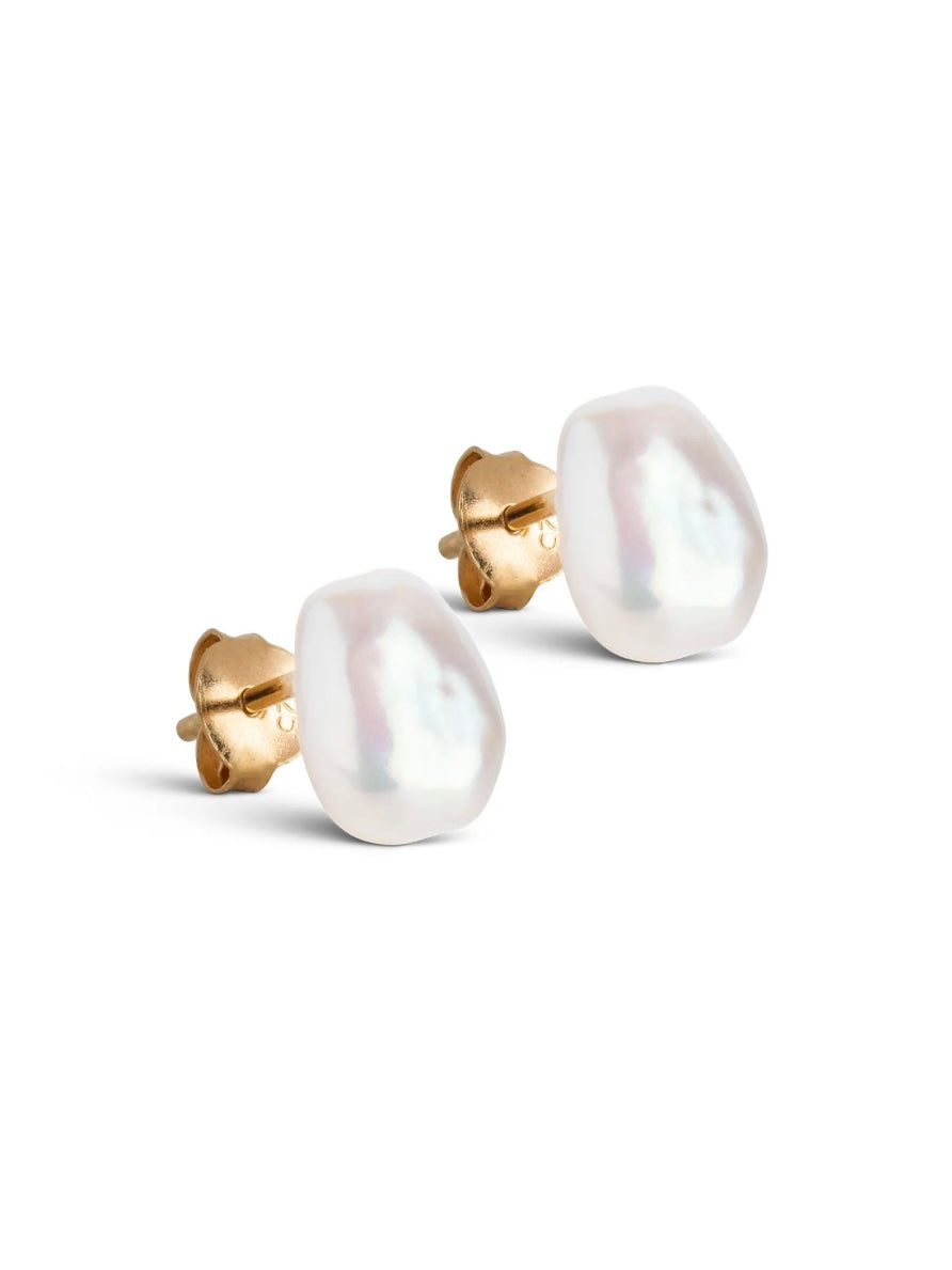 Enamel Studs Baroque Pearl - Baroque Pearls