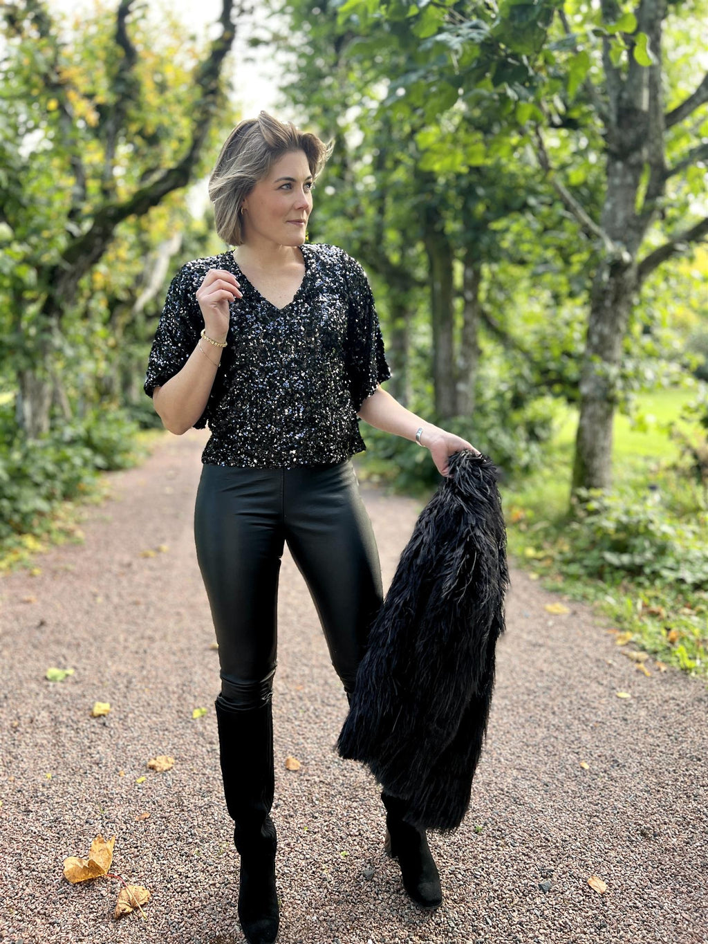 Camilla Pihl Tony Sequin Top Black