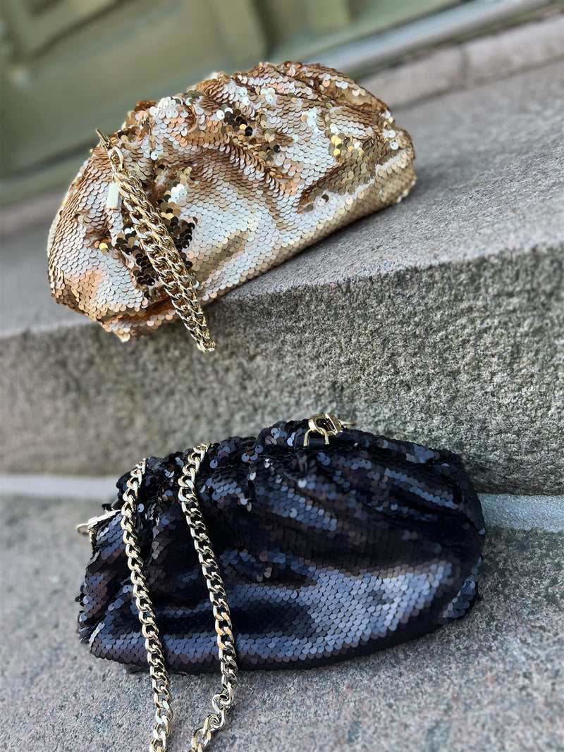 Dark Sequin Small Pouch med lenke