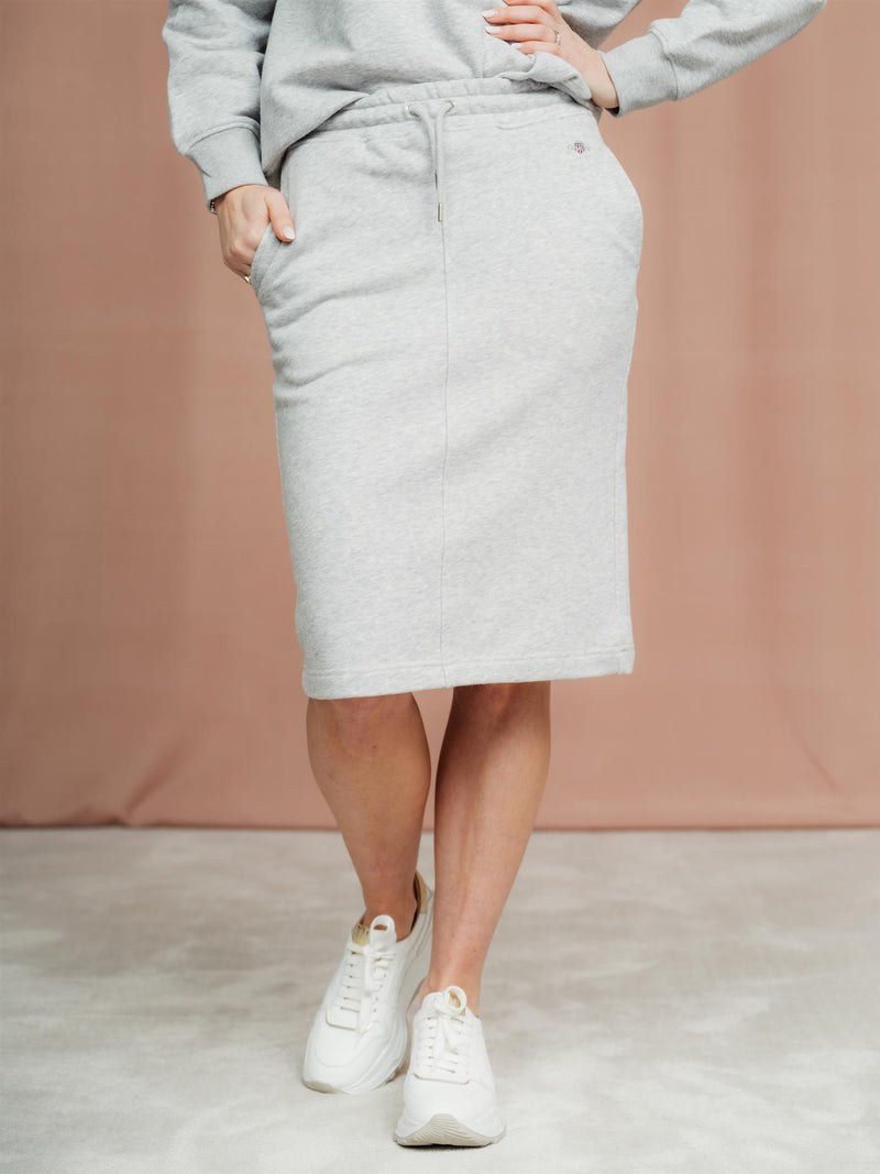 Gant Rel Midi Shield Skirt Light Grey Melange