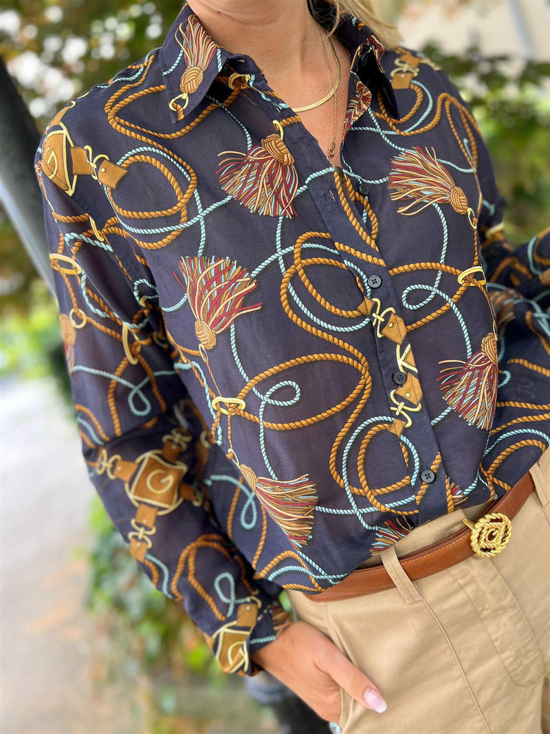 Gant Rel Rope Print Cot Silk Shirt