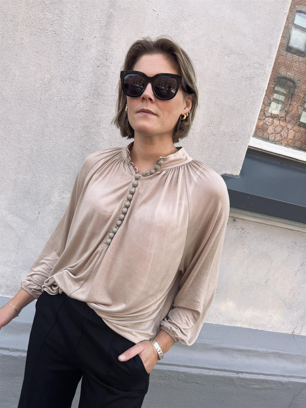 Cathrine Hammel Satin Jersey Bohemian Blouse