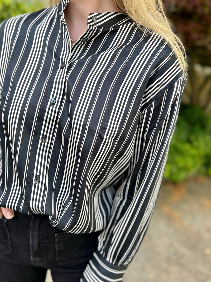 Gant Relaxed Striped Stand Collar Shirt