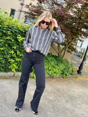 Gant Relaxed Striped Stand Collar Shirt