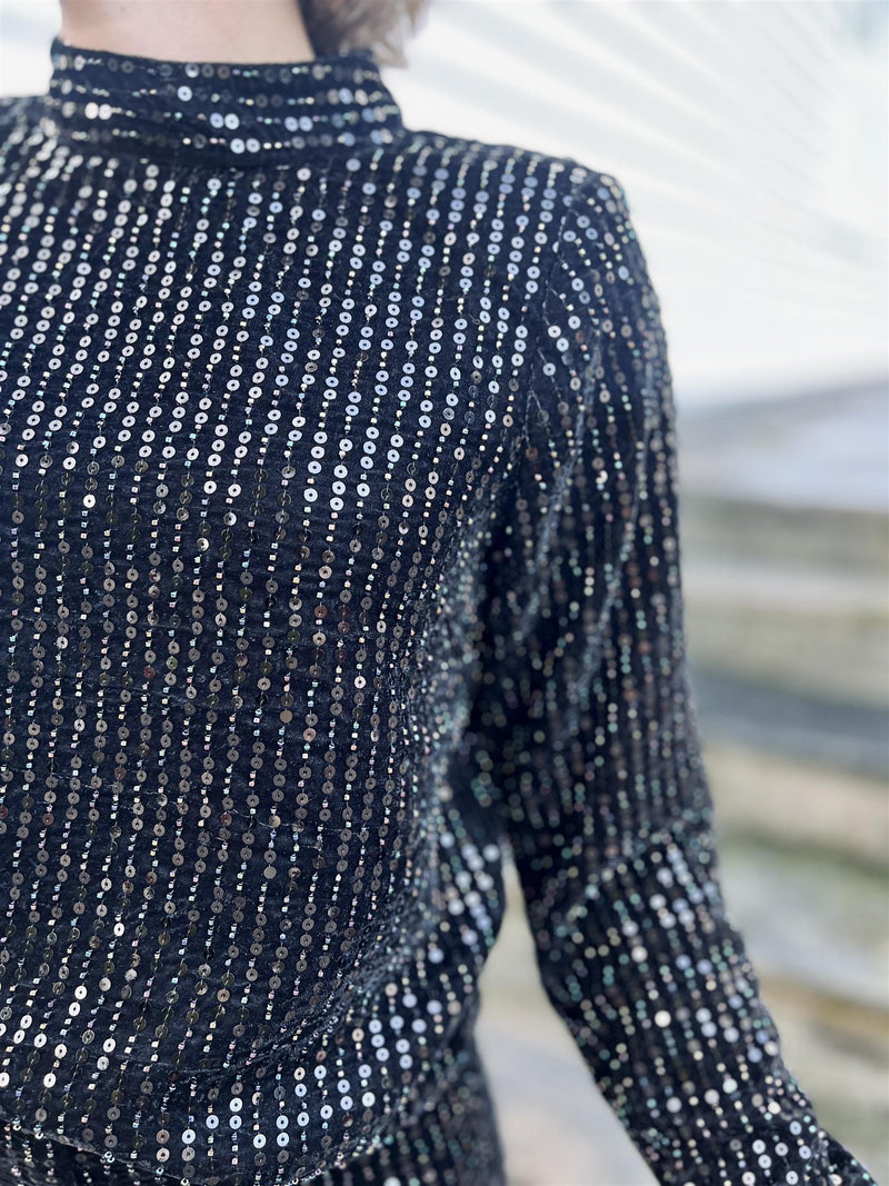 Camilla Pihl Studio Sequin Top Black