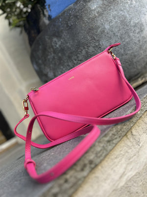 Dark Leather Mini Bag Nappa Rosa