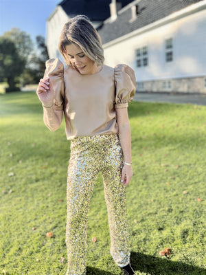 Camilla Pihl Dali Sequin Trouser Champagne