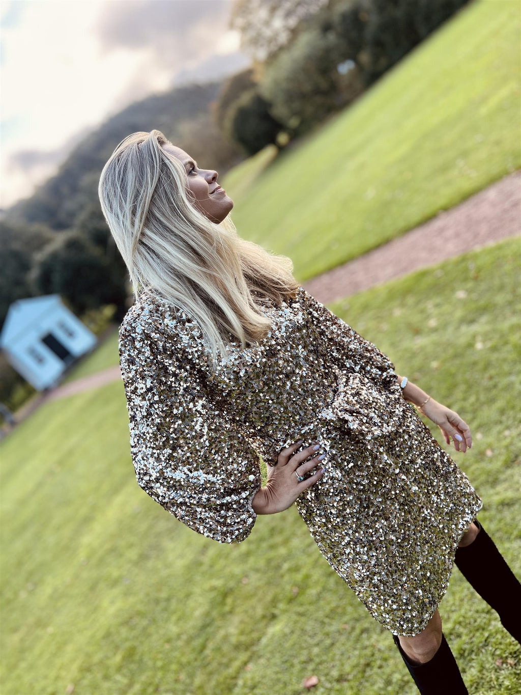 Camilla Pihl Bianca Sequin Dress Champagne