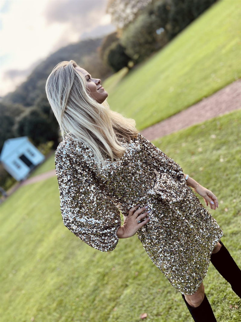 Camilla Pihl Bianca Sequin Dress Champagne
