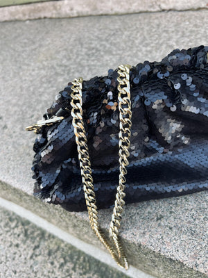 Dark Sequin Small Pouch med lenke